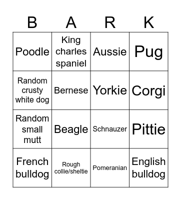 Fens Awesome Dog Bingo Card