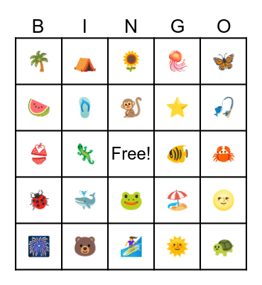 SUMMER Bingo Card