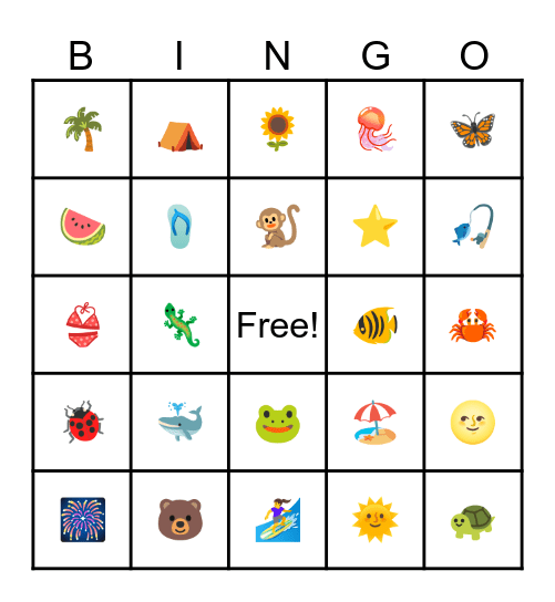 SUMMER Bingo Card