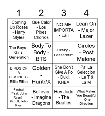 Anita's Bingo Musical 🌻 Bingo Card