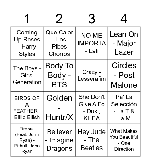 Anita's Bingo Musical 🌻 Bingo Card