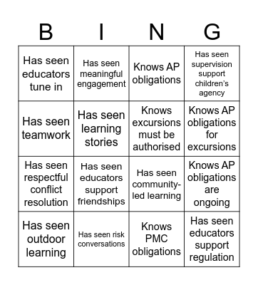NQF Bingo Card