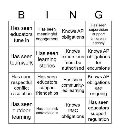 NQF Bingo Card