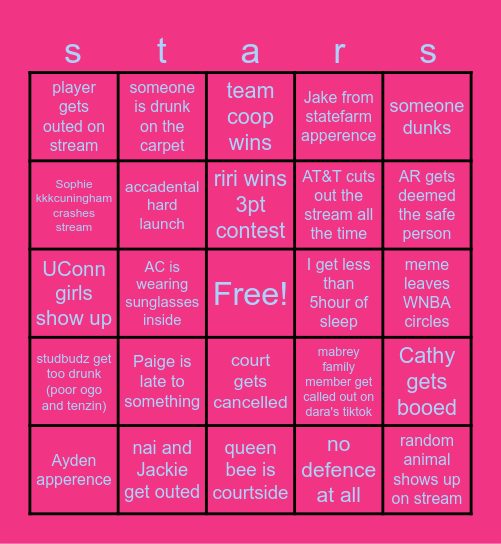 all-star weekend Bingo Card