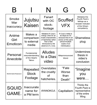 NO OPERATOR R CORP. Bingo Card