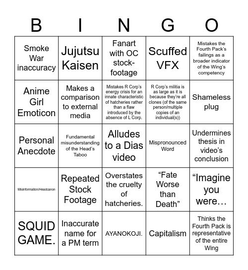 NO OPERATOR R CORP. Bingo Card