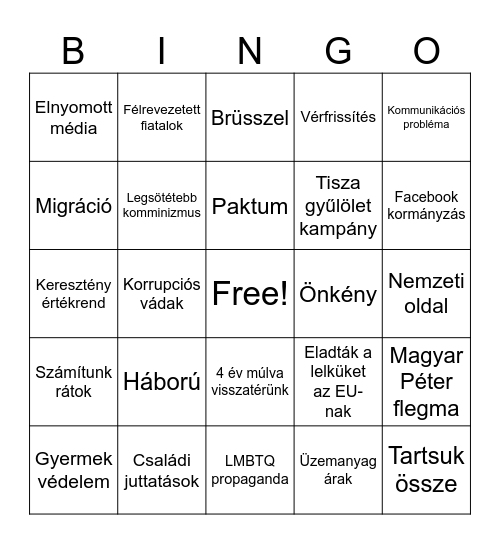 Orbán Tusványos 2026 Bingo Card