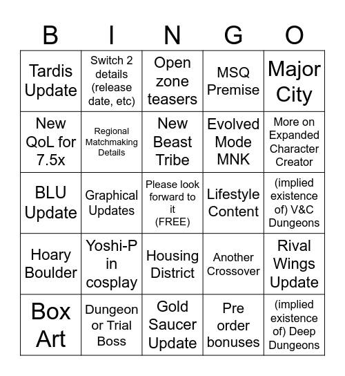 EU Fanfest Bingo Card