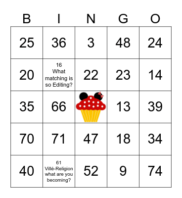 Numbers (1-75) Bingo Card