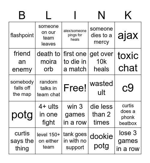overwat blinko Bingo Card