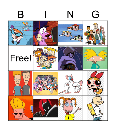 90s Cartoons Bingo Card