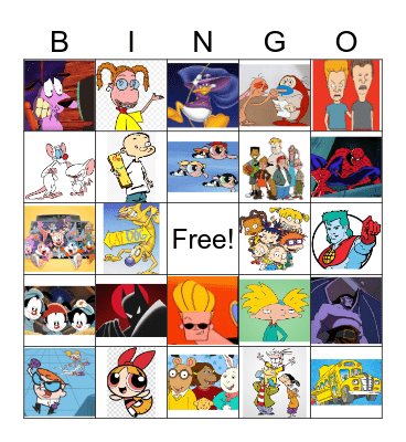 90s Cartoons Bingo Card