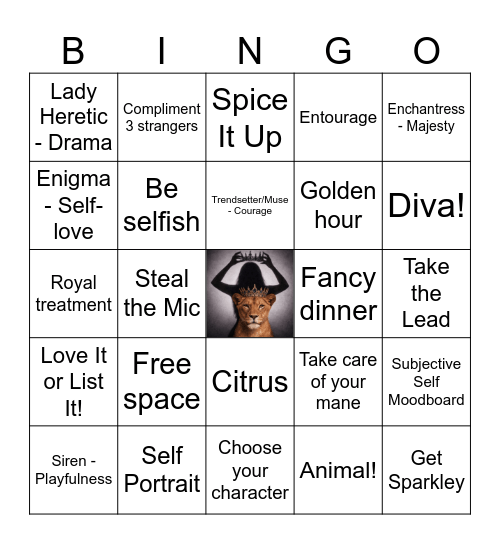 Laianna's Leo Season Bingo Card