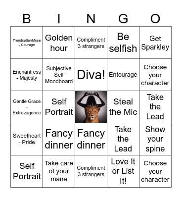 Kayli's Leo Season Bingo Card