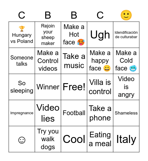 Lucy Bingo Card