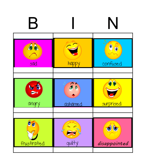 Emotions Bingo Card