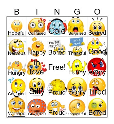 Feelings Bingo Card