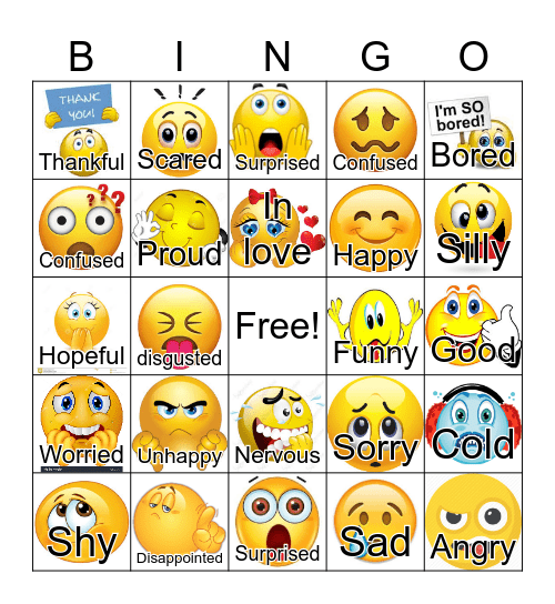 Feelings Bingo Card