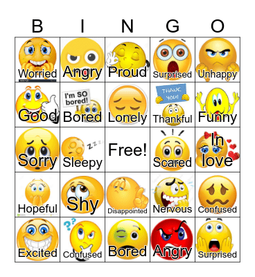 Feelings Bingo Card
