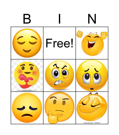 Emotion Words Bingo Card
