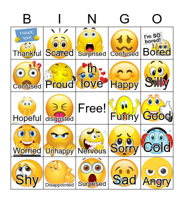 Feelings Bingo Card