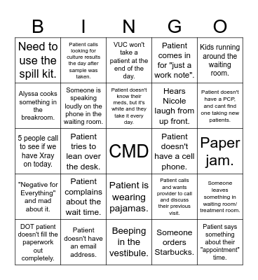 CMD Bingo Card