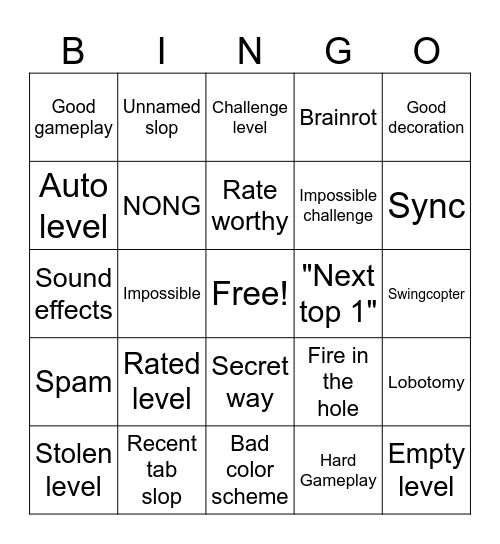 Level Request Bingo Card