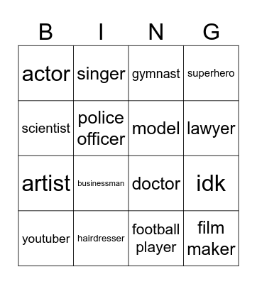 BINGO - JOBS Bingo Card