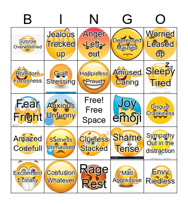 Social Emotional Bingo Card