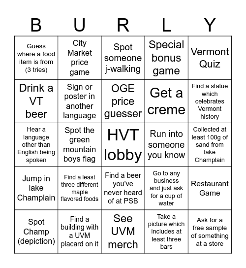 Burly Bingo Card