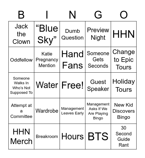 Quarterly Bingo Card