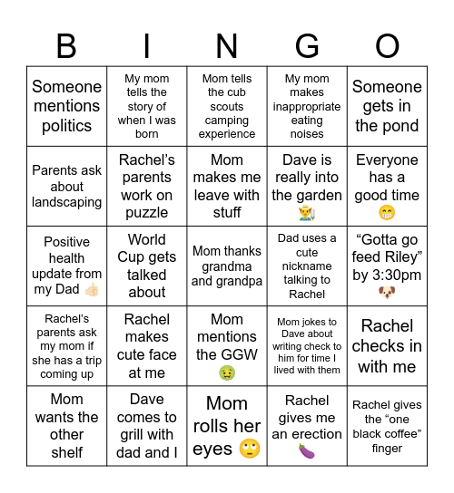 Birthday Wingo Bingo Card