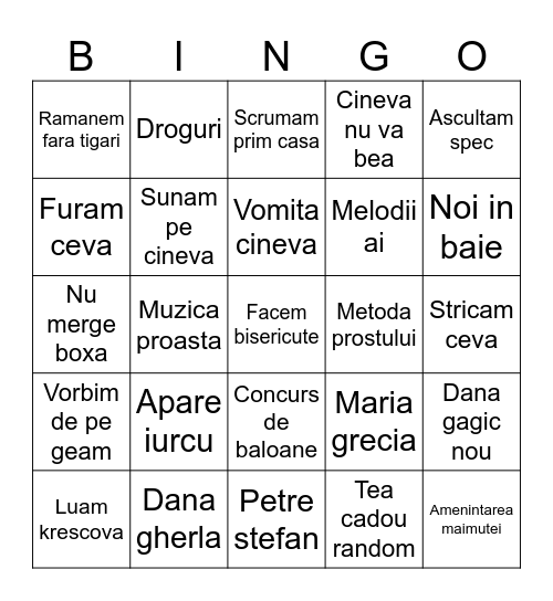 Bingo spritz 25 iulie 2026 Bingo Card