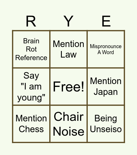 Ryenna Birthday Bingo Card
