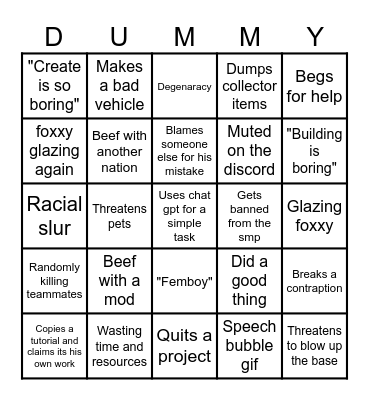 Kreatin bingo Card