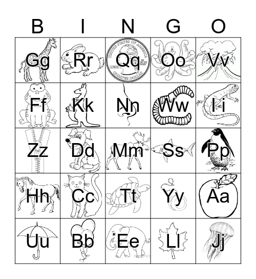 --Alphabet Game-- Bingo Card