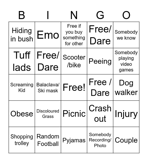 Park Bingo Card