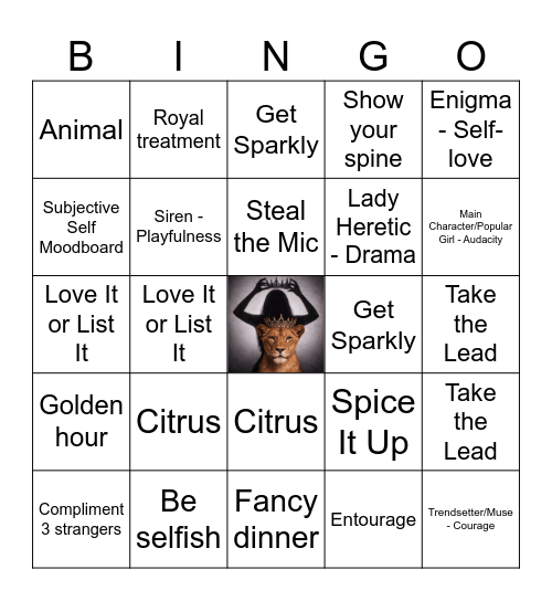 Kayli's Leo Season Bingo Card
