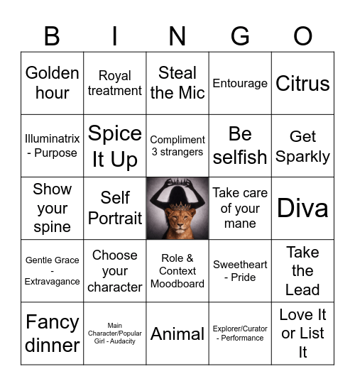 Kayli's Leo Season Bingo Card
