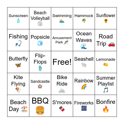 Summer Bingo Card