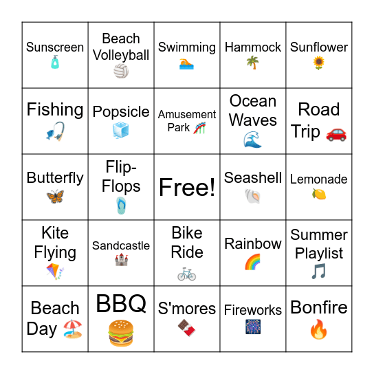 Summer Bingo Card
