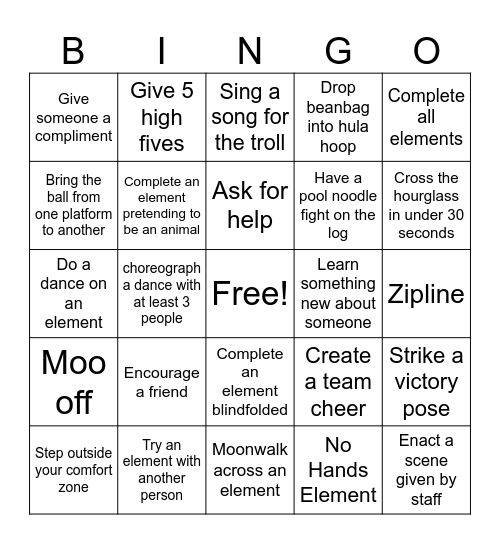 BINGO In The Trees Bingo Card