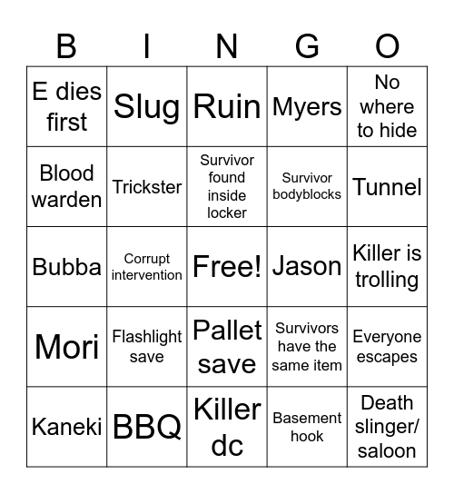 Debedee Bingo Card
