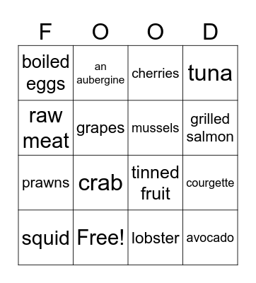 FOOD AND COOKING Bingo Card