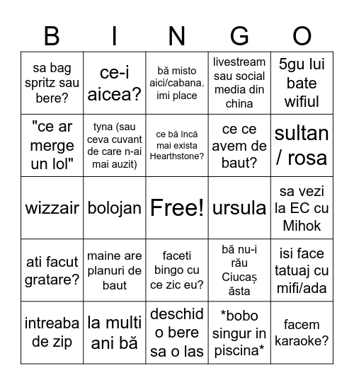 Bobo Bingo Card