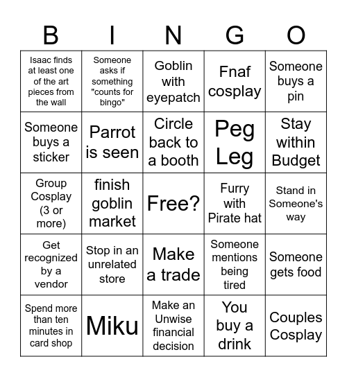 Gobomart Bingo Card
