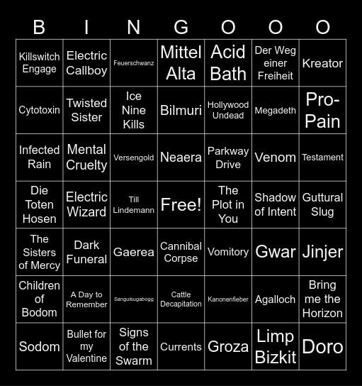 Wacken 2027 Bingo Card