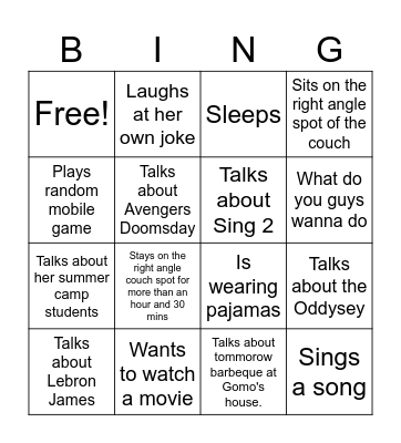 ashley bingo Card