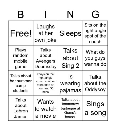 ashley bingo Card