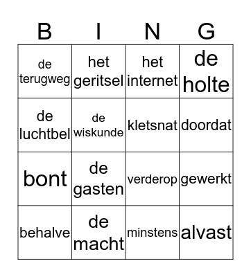 Woordpakket 13 Bingo Card